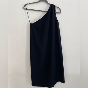Massimo Dutti One Shoulder Little Black Dress Size 4 Fully Lined New With Tags
